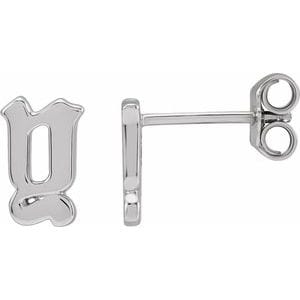 14K WHITE GOTHIC INITIAL Y EARRING