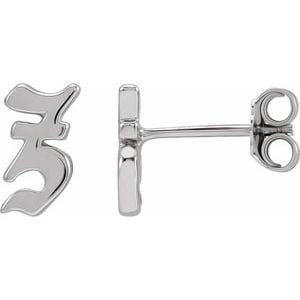 14K WHITE GOTHIC INITIAL Z EARRING