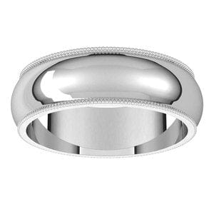 Rings 14K White 6 mm Milgrain Half Round Band Size 8