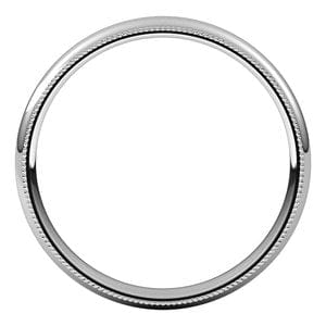 Rings 14K White 3 mm Lightweight Milgrain Comfort-Fit Half Round Band Size 4.5