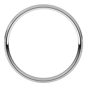 Rings 14K White 3 mm Lightweight Milgrain Comfort-Fit Half Round Band Size 4.5