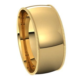 Rings 14K Yellow 8 mm Lightweight Milgrain Comfort-Fit Half Round Band Size 10.5