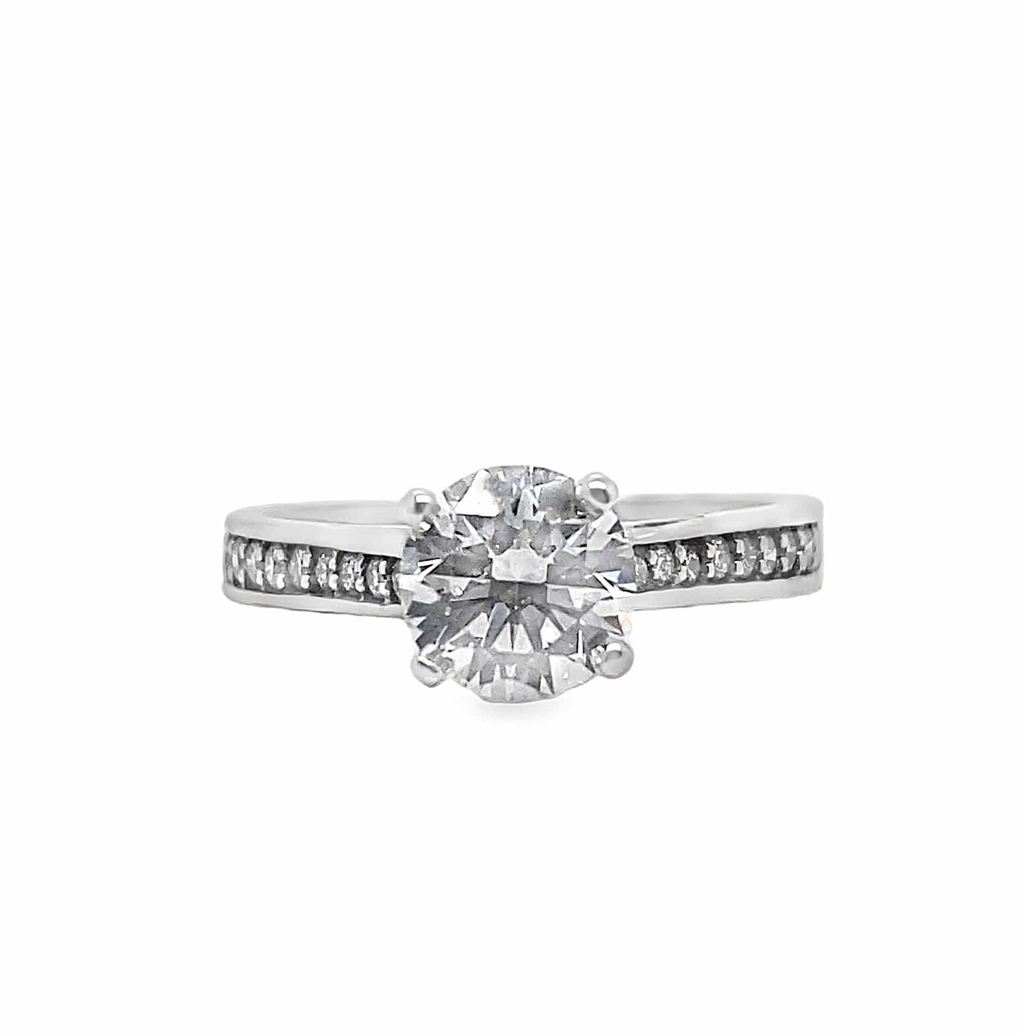 14KW 1.09CT LG RBC F/VS2 IGI .35CTW LG ACCENT RING