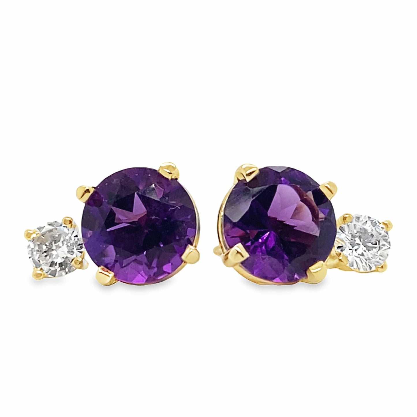 14KY 8MM AMETHYST & .44CTW DIAMOND ACCENT STUD EARRINGS