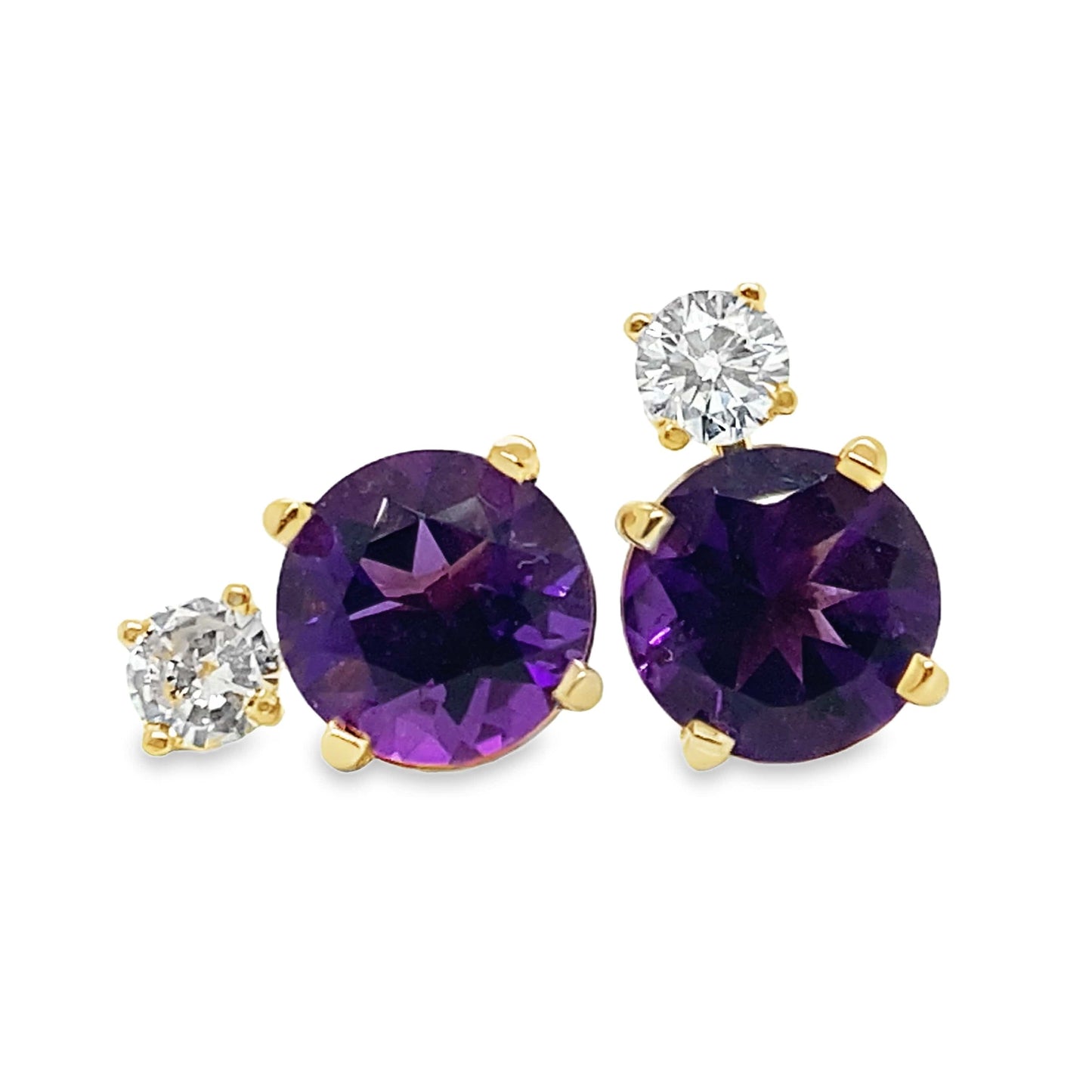 14KY 8MM AMETHYST & .44CTW DIAMOND ACCENT STUD EARRINGS