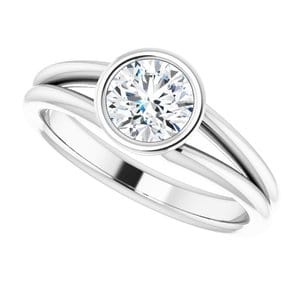 Rings 14K White 6 mm Round Engagement Ring Mounting