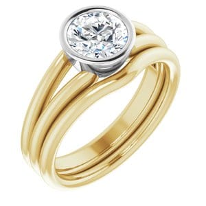 Rings 14K Yellow & White 6.5 mm Round Engagement Ring Mounting