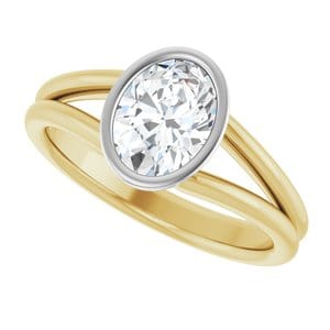 Rings 18K Yellow & White 8x6 mm Oval Engagement Ring Mounting
