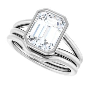 Rings 14K White 9x7 mm Emerald Engagement Ring Mounting