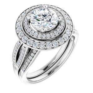 Rings 14K White 7 mm Round Engagement Ring Mounting