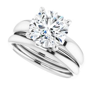 Rings 14K White 8.8 mm Round Engagement Ring Mounting