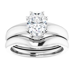 Rings 14K White 8x6 mm Oval Engagement Ring Mounting