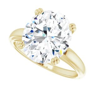 Rings 10K Yellow 12x10 mm Oval Engagement Ring Mounting