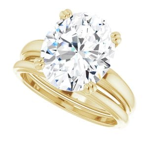 Rings 10K Yellow 12x10 mm Oval Engagement Ring Mounting