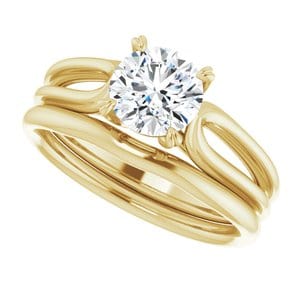 Rings 14K Yellow 6.5 mm Round Engagement Ring Mounting