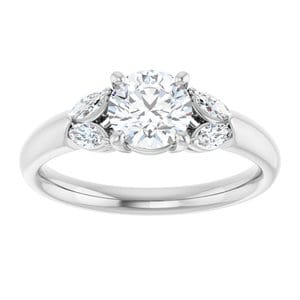 Rings 14K White 6 mm Round Engagement Ring Mounting