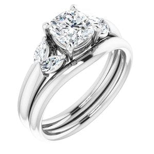 Rings 14K White 6 mm Cushion Engagement Ring Mounting