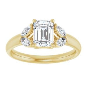 Rings 14K Yellow 7x5 mm Emerald Engagement Ring Mounting