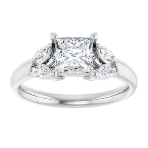 Rings 14K White 5.5 mm Square Engagement Ring Mounting