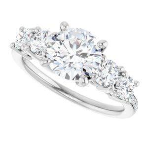 Rings 14K White 7.4 mm Round Engagement Ring Mounting