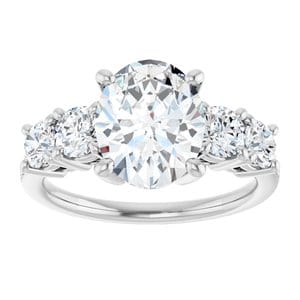 Rings 14K White 10x8 mm Oval Engagement Ring Mounting
