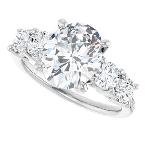 Rings 14K White 10x8 mm Oval Engagement Ring Mounting