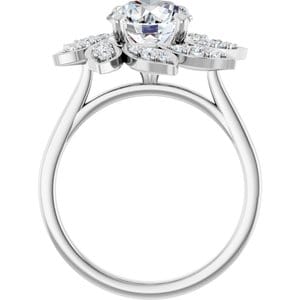 Rings 14K White 8 mm Round Floral-Inspired Halo-Style Engagement Ring Mounting