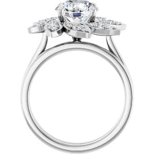 Rings 14K White 8 mm Round Floral-Inspired Halo-Style Engagement Ring Mounting