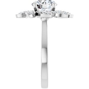 Rings 14K White 8 mm Round Floral-Inspired Halo-Style Engagement Ring Mounting
