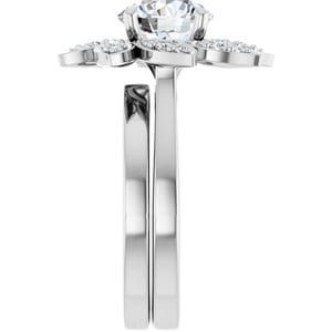 Rings 14K White 8 mm Round Floral-Inspired Halo-Style Engagement Ring Mounting