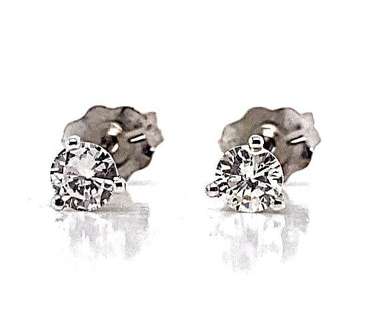 14K WHITE GOLD 1/4CT TW NATURAL DIAMOND ROUND BRILLIANT H-I/SI2 STUD EARRINGS IN MARTINI STYLE SETTINGS