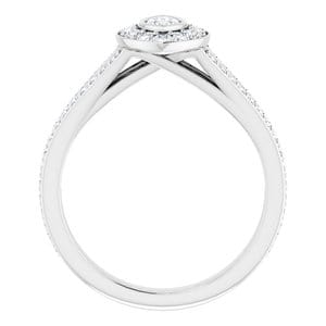 Rings 14K White 6x3 mm Marquise Bezel-Set Halo-Style Engagement Ring Mounting
