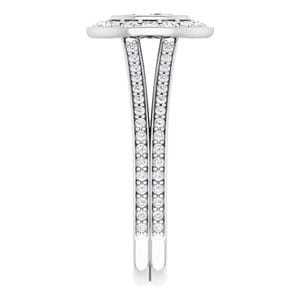 Rings 14K White 6x3 mm Marquise Bezel-Set Halo-Style Engagement Ring Mounting
