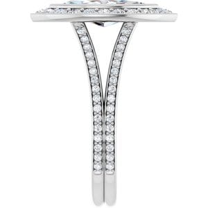 Rings 14K White 12x6 mm Marquise Bezel-Set Halo-Style Engagement Ring Mounting
