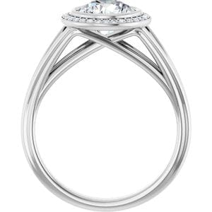 Rings 14K White 7.4 mm Round Bezel-Set Halo-Style Engagement Ring Mounting