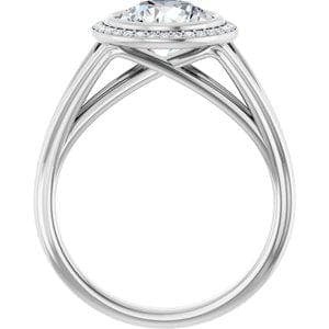 Rings 14K White 8 mm Round Bezel-Set Halo-Style Engagement Ring Mounting