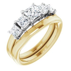 Rings 14K Yellow & White 4.5x4.5 mm Square Engagement Ring Mounting
