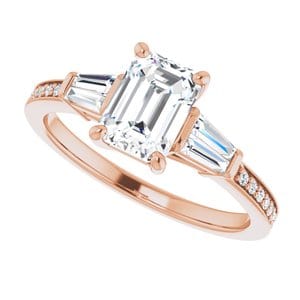 Rings 14K Rose 7x5 mm Emerald Engagement Ring Mounting
