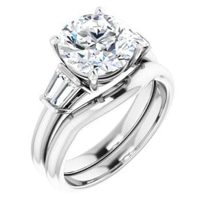 Rings 14K White 9 mm Round Engagement Ring Mounting