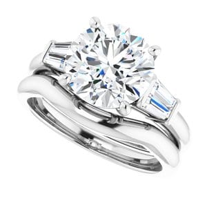 Rings 14K White 9 mm Round Engagement Ring Mounting