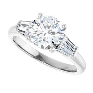 Rings 14K White 7.4 mm Round Engagement Ring Mounting