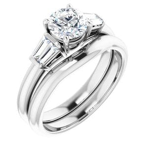 Rings 14K White 6 mm Round Engagement Ring Mounting