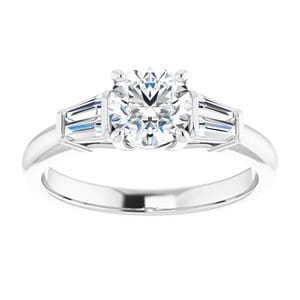 Rings 14K White 6 mm Round Engagement Ring Mounting