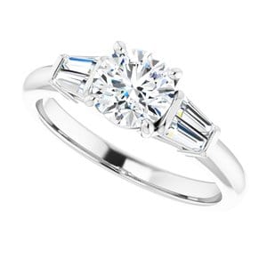 Rings 14K White 6 mm Round Engagement Ring Mounting