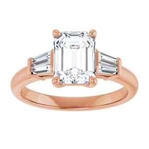 Rings 14K Rose 8x6 mm Emerald Engagement Ring Mounting