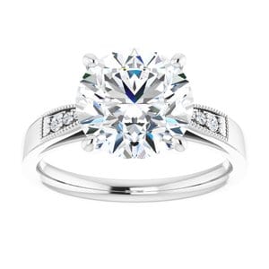 Rings 14K White 9.4 mm Round Engagement Ring Mounting