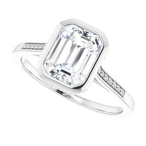 Rings 14K White 8x6 mm Emerald Engagement Ring Mounting