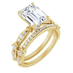 Rings 10K Yellow 9x7 mm Emerald Engagement Ring Mounting