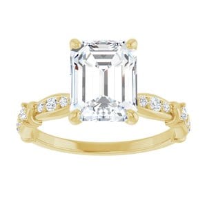 Rings 10K Yellow 9x7 mm Emerald Engagement Ring Mounting