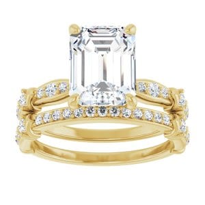 Rings 10K Yellow 9x7 mm Emerald Engagement Ring Mounting
